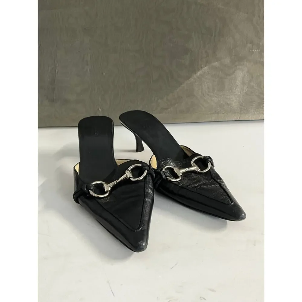 Gucci Horsebit leather heeled mules